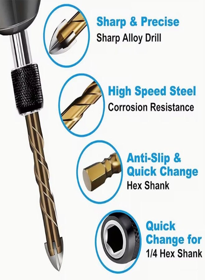 Obtheleg 7pcs Hex Shank Masonry Drill Bit Set, High Impact Power Drill Bits Set, Carbide Tip Drill Bits for Concrete, Tile, Brick, Plastic, Cement (3mm-12mm) - Image 3
